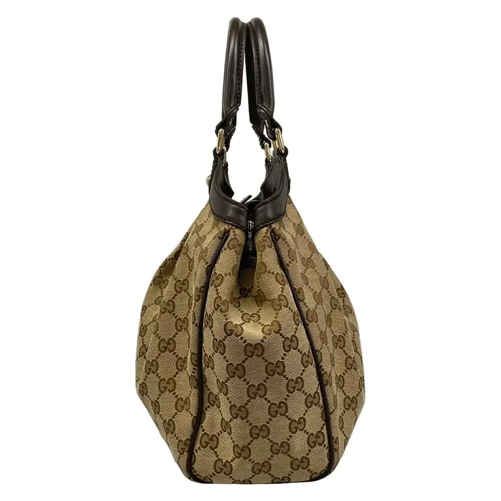 Gucci Sukey, GG Pattern Tote Bag 211944 Beige Dark Brown Jacquard Leather